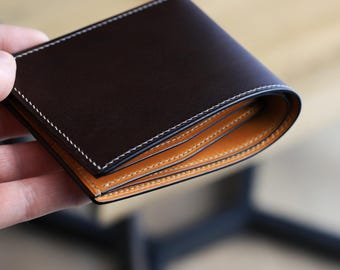 Handmade Bifold Leather Wallet, Full Grain Buttero Leather