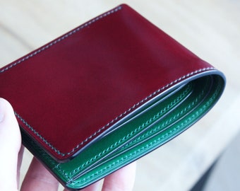 Red garnet japanese shell cordovan bifold wallet. Gift wallet