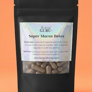 Organic SUPER MUCUS DETOX Herbal Capsules | Phlegm Relief | Detox Support | Veggie Capsules Sample Sizes | Dr Sebi Alkaline Inspired
