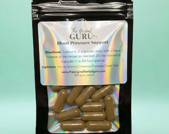 Cápsulas herbales orgánicas para la hipertensión/presión arterial / Corazón feliz / Hierbas alcalinas / Suplementos herbales Flor de Manita / Hierbas en tamaño de muestra