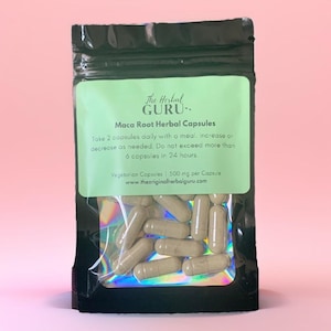 Organic PERUVIAN MACA ROOT Herbal Capsules | Lepidium Meyenii | Energize Naturally | Women&#39;s Wellness | Sample Size Herbal Supplements