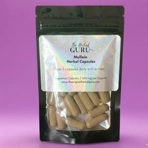 Cápsulas de gordolobo orgánico / Suplementos herbales de verbascum / Recolección silvestre artesanal / Inspirado en el Dr. Sebi