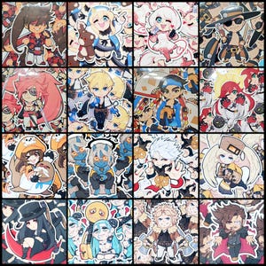 Könnte beinhalten: Eine Sammlung bunter Aufkleber mit verschiedenen Figuren und Designs. Die Aufkleber sind auf weißem Papier gedruckt und haben eine glänzende Oberfläche. Einige der Figuren sind ein Mädchen mit rosa Haaren, ein Junge mit blauen Haaren und ein Mädchen mit braunen Haaren. Die Aufkleber eignen sich perfekt zum Dekorieren von Laptops, Wasserflaschen, Notizbüchern und anderen Gegenständen.