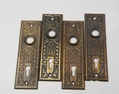 Antique Metal Floral Ornate Door Plates Vintage Hardware Architectural Salvage DIY Project Arts and Crafts A185