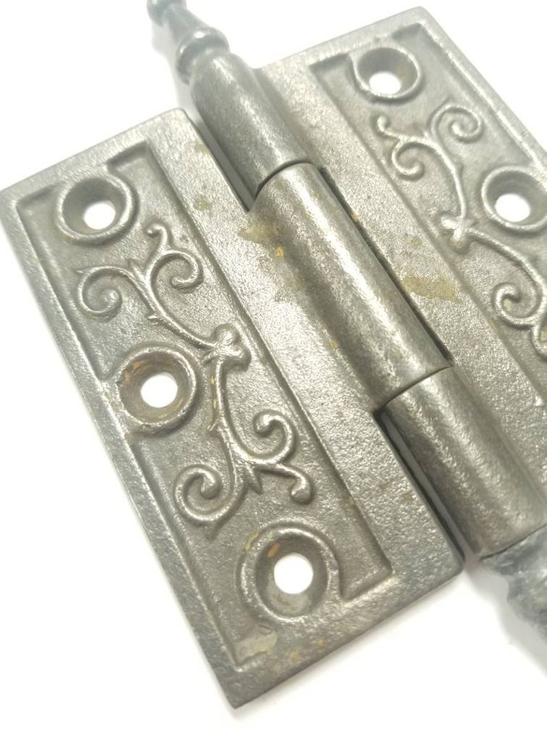 Antique A49 Cast Iron Ornate Victorian Door Hinge Hardware Salvage Architectual