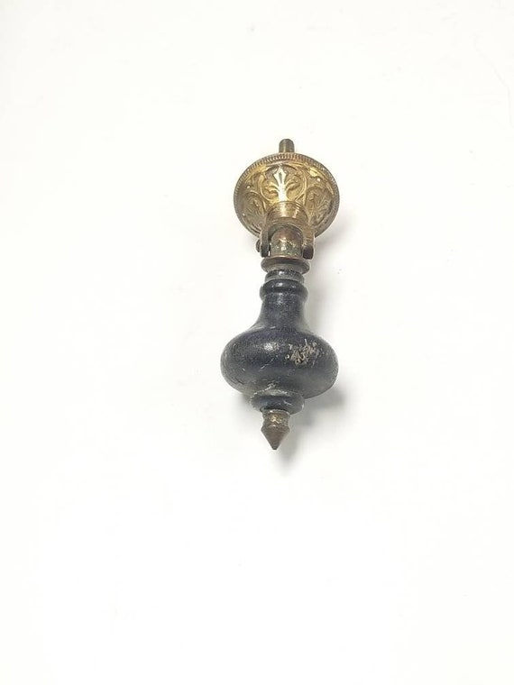 Vintage Large Figural Brass Ring Drawer Pull Brass Knob Oval
