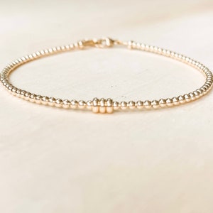 Three Wishes Bracelet | 14k Yellow or White Gold Beaded Bracelet | Wish Bracelet | Dainty Gold Bead Bracelet | Gold Ball Bracelet