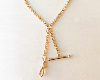 14k Gold Rolo Chain Necklace With Swivel Clasp Toggle Bar