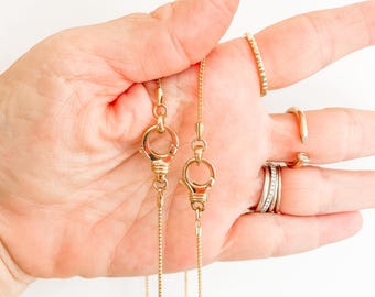 Bethany Necklace in 14k-14k Gold Chain with Oval Large Lobster Clasp/Charm Holder