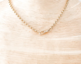 14k Gold Belcher Rolo Chain Necklace with Swivel Clasp | Large Alexa with Swivel
