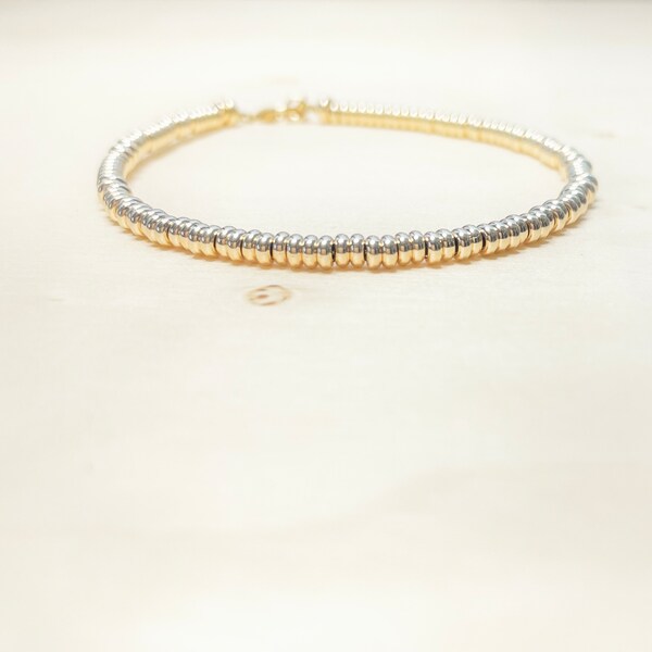 The Sundara Bracelet or Anklet in 14k | 14k Yellow Gold Roundel Bead Bracelet or Anklet | Pure 14k Gold Bracelet