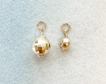 14k Gold Disco Ball Charm: Sparkly Party Jewelry