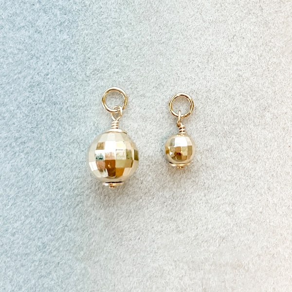 14k Disco Ball Charm | Sparkly Mirror Ball Charm | Minimalist | The Patsy Stone Charm