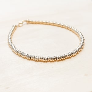 The Sundara Bracelet or Anklet in 14k | 14k Yellow Gold Roundel Bead Bracelet or Anklet | Pure 14k Gold Bracelet