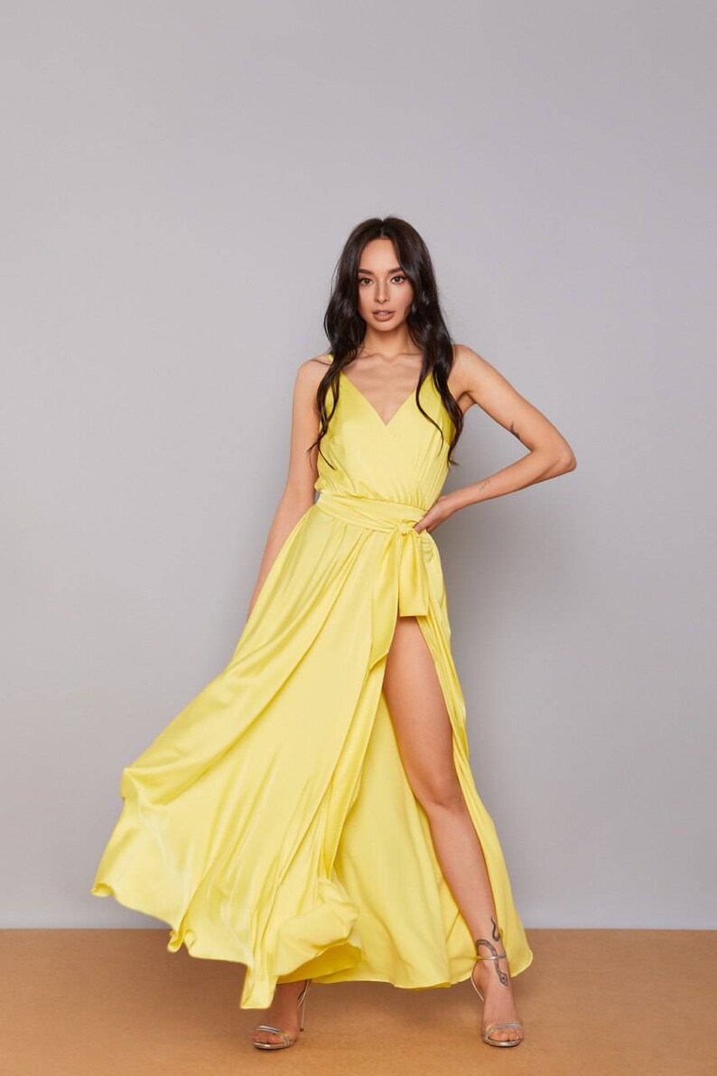 yellow silk gown