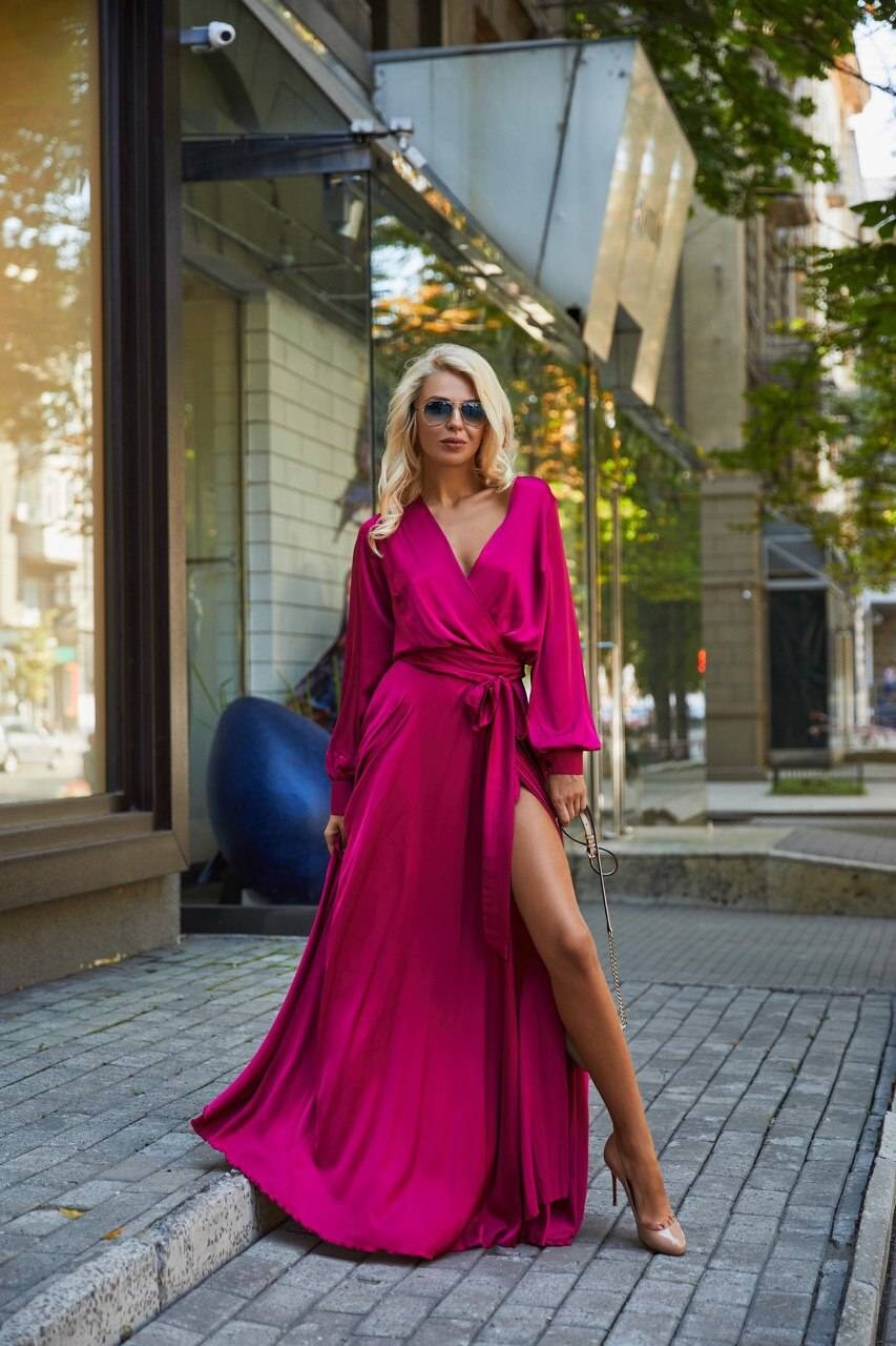 fuchsia wrap dress