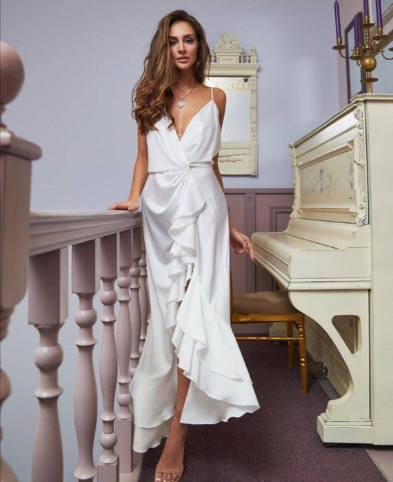 robe soie blanche