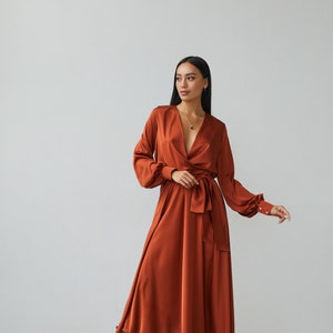 long sleeve rust dress