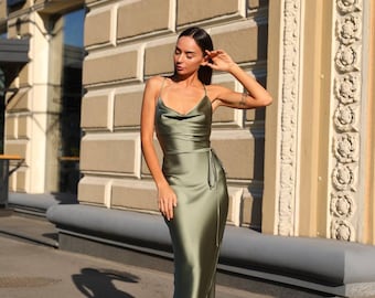 olive green dress for wedding guest