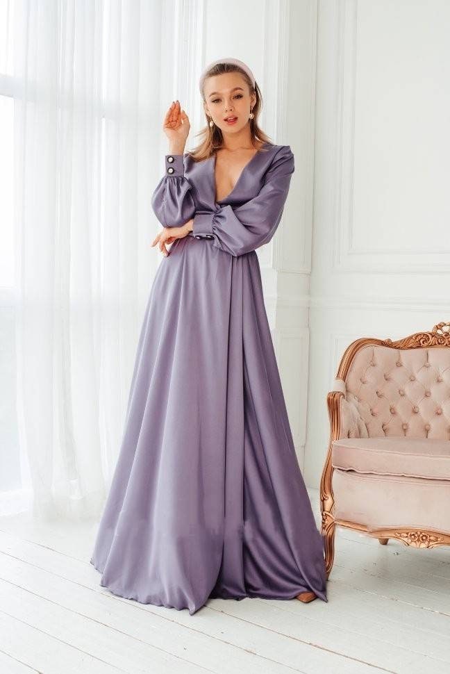Lilac silk satin A-line maxi wrap dress/bridesmaid dress/prom | Etsy