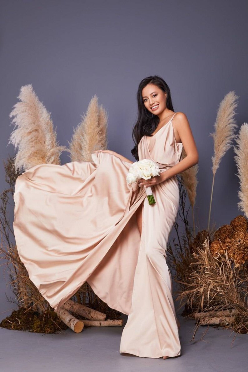 Champagne bridesmaid dress/beige bridesmaid dress/wedding image 3