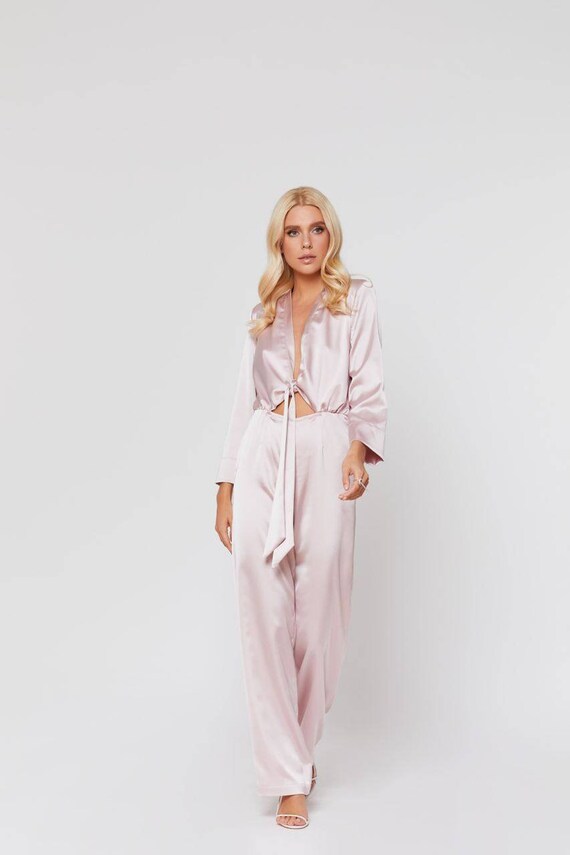 Blush wedding jumpsuit/ minimalist wedding gown/ bridesmaid Etsy