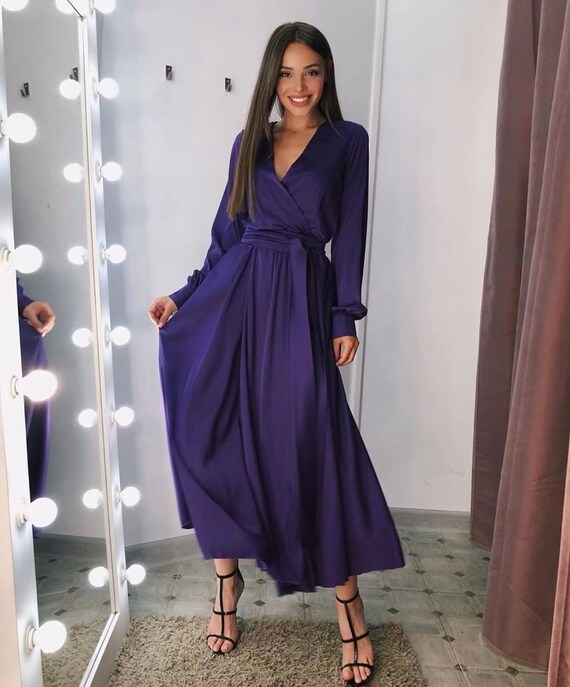 navy blue midi bridesmaid dress