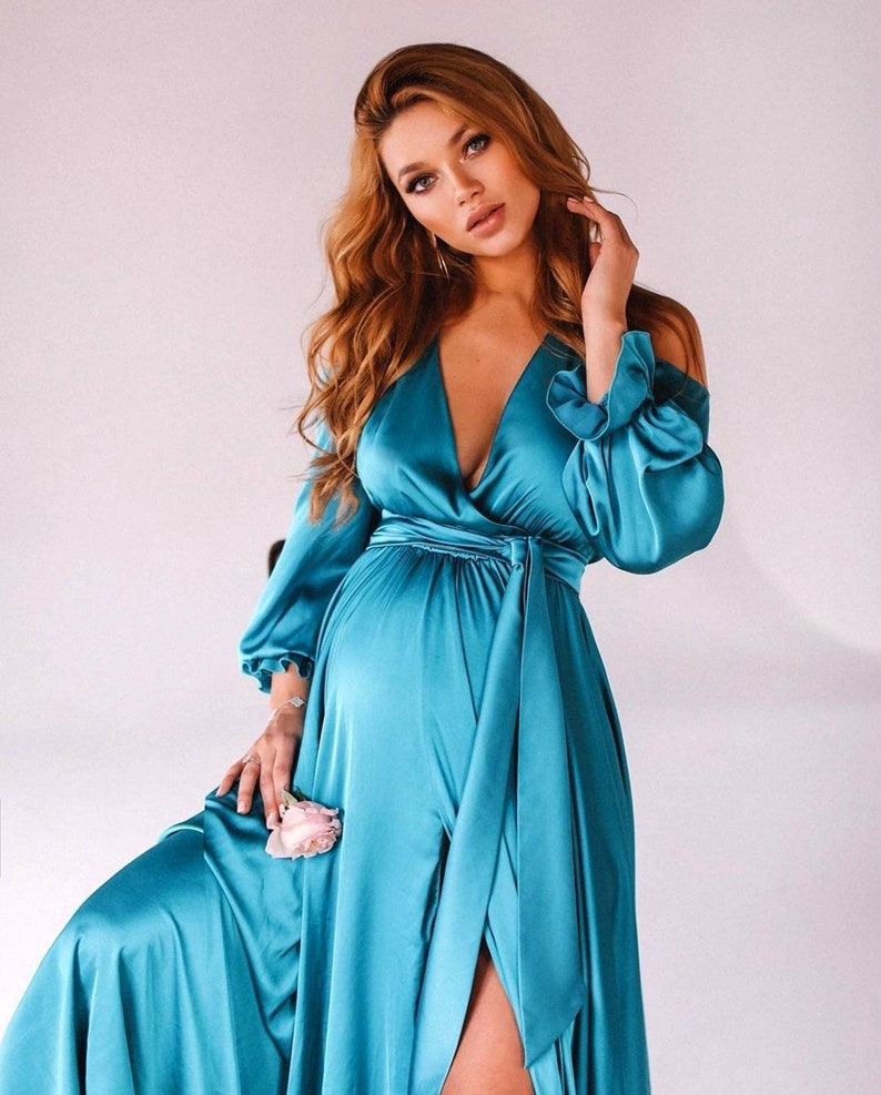silk maternity robe