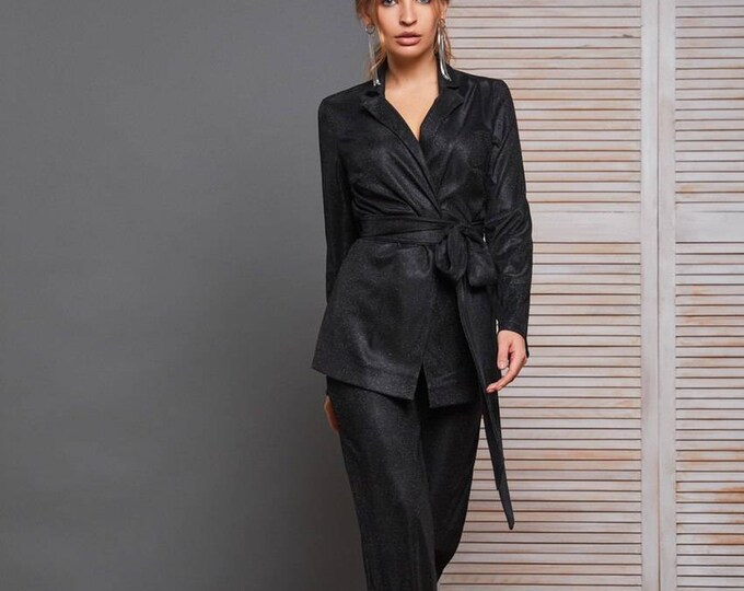 Black Silver Sparkly Women's Suit 