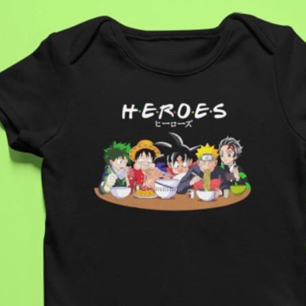ANIME HEROES |  Free Shipping | Onesies | Toddler | T-shirts | Naruto | Gift ideas | Baby shower | Cool | Anime | dragonballz | one piece