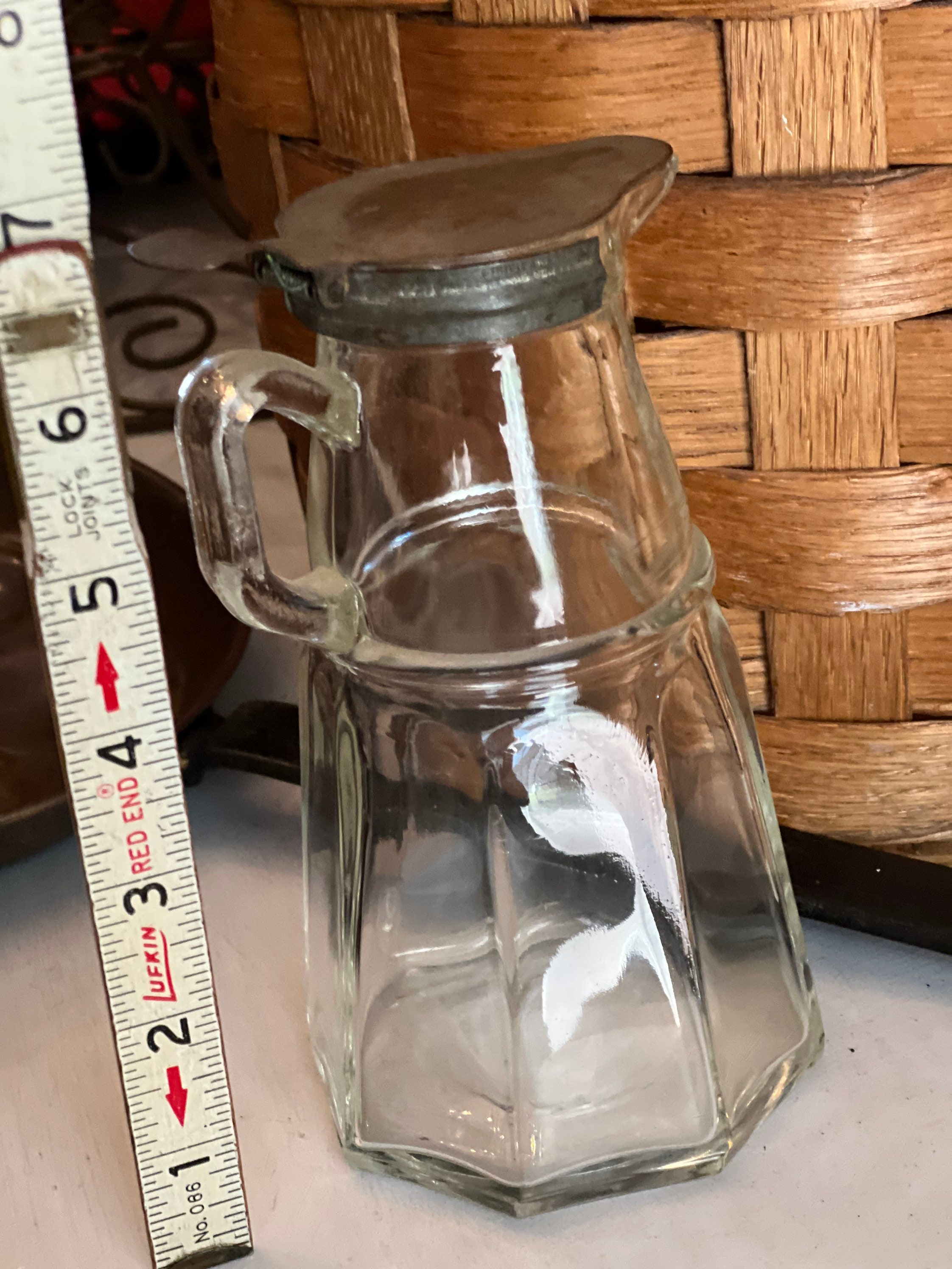 Vintage Glass Syrup Dispenser With Tin Lid Retro Molasses Etsy