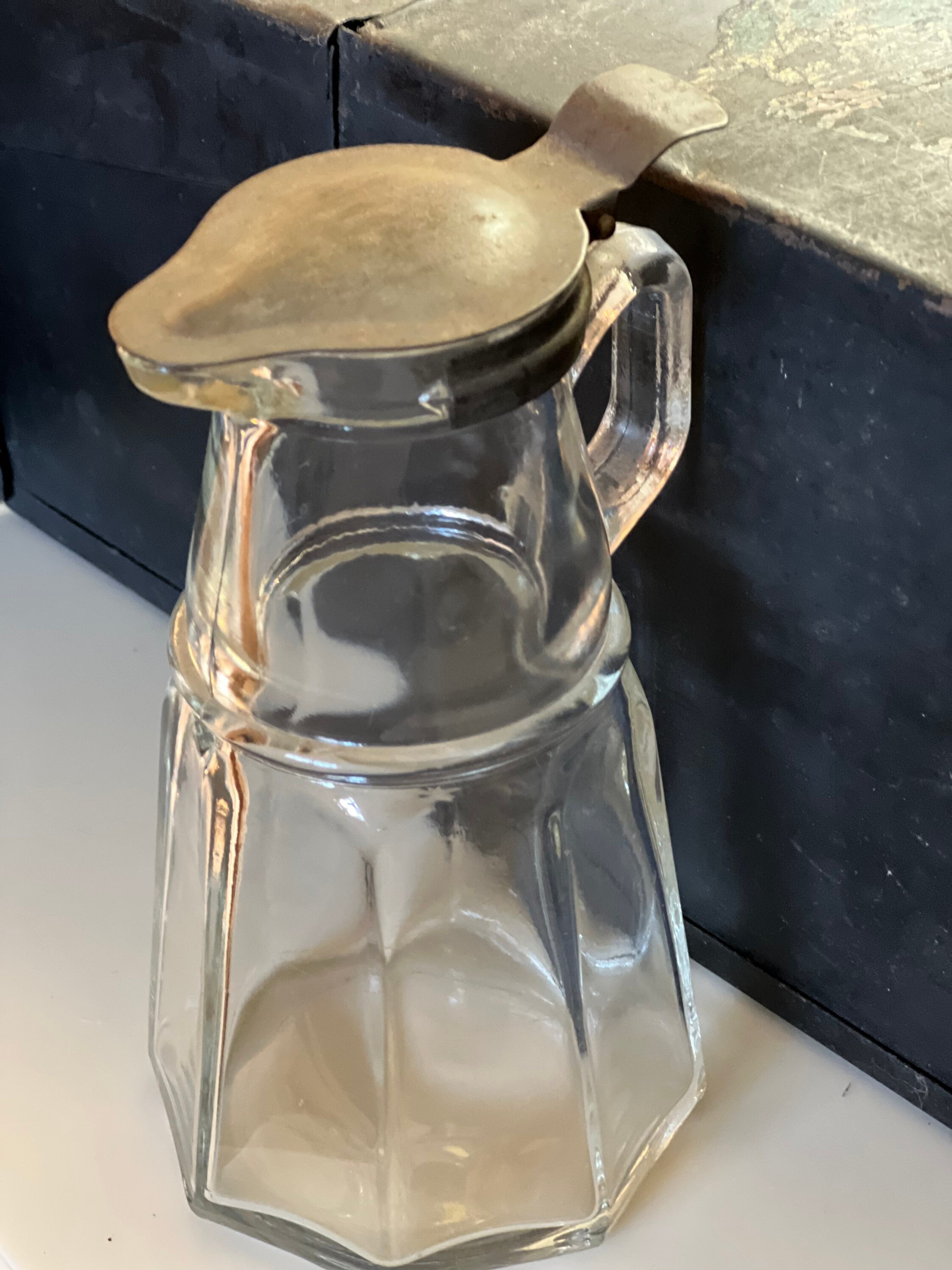 Vintage Glass Syrup Dispenser With Tin Lid Retro Molasses Etsy