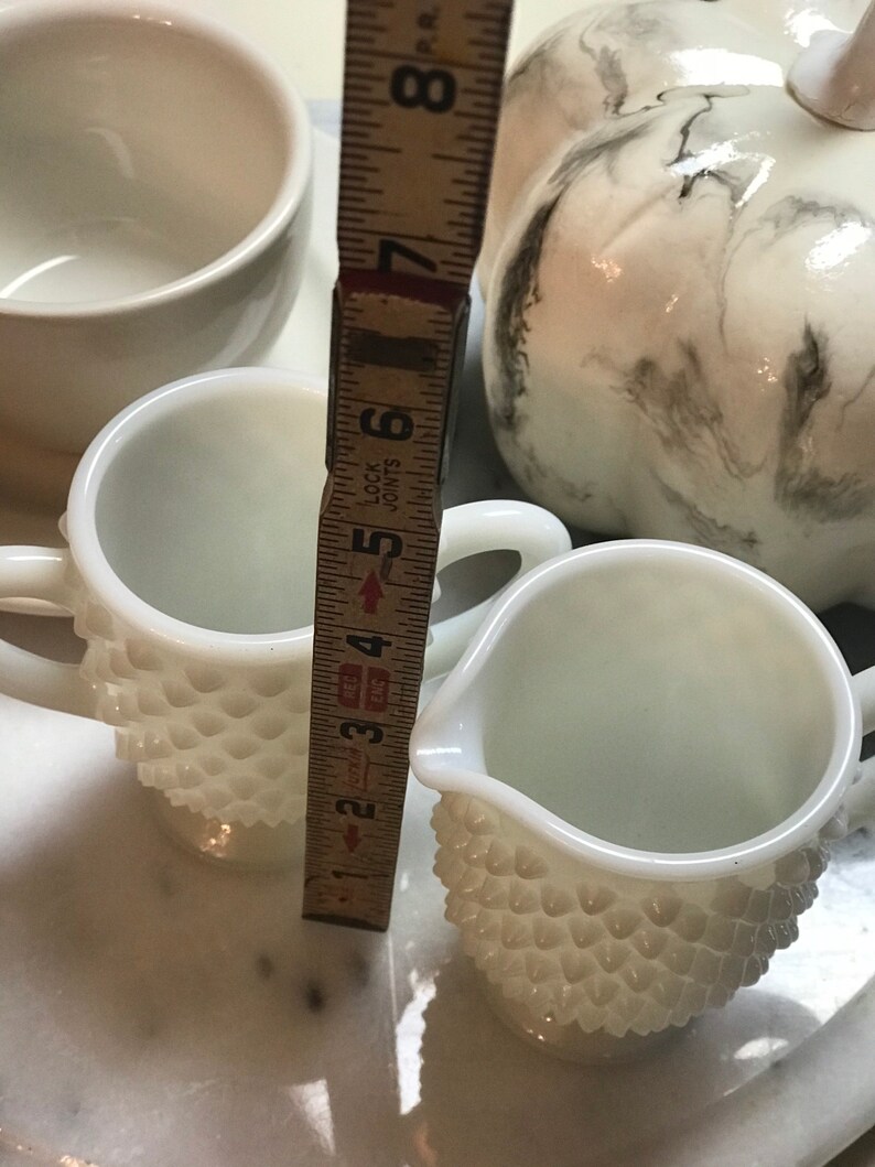 Vintage Hobnail Milk Glass Sugar Bowl and Creamer Dainty Retro Etsy