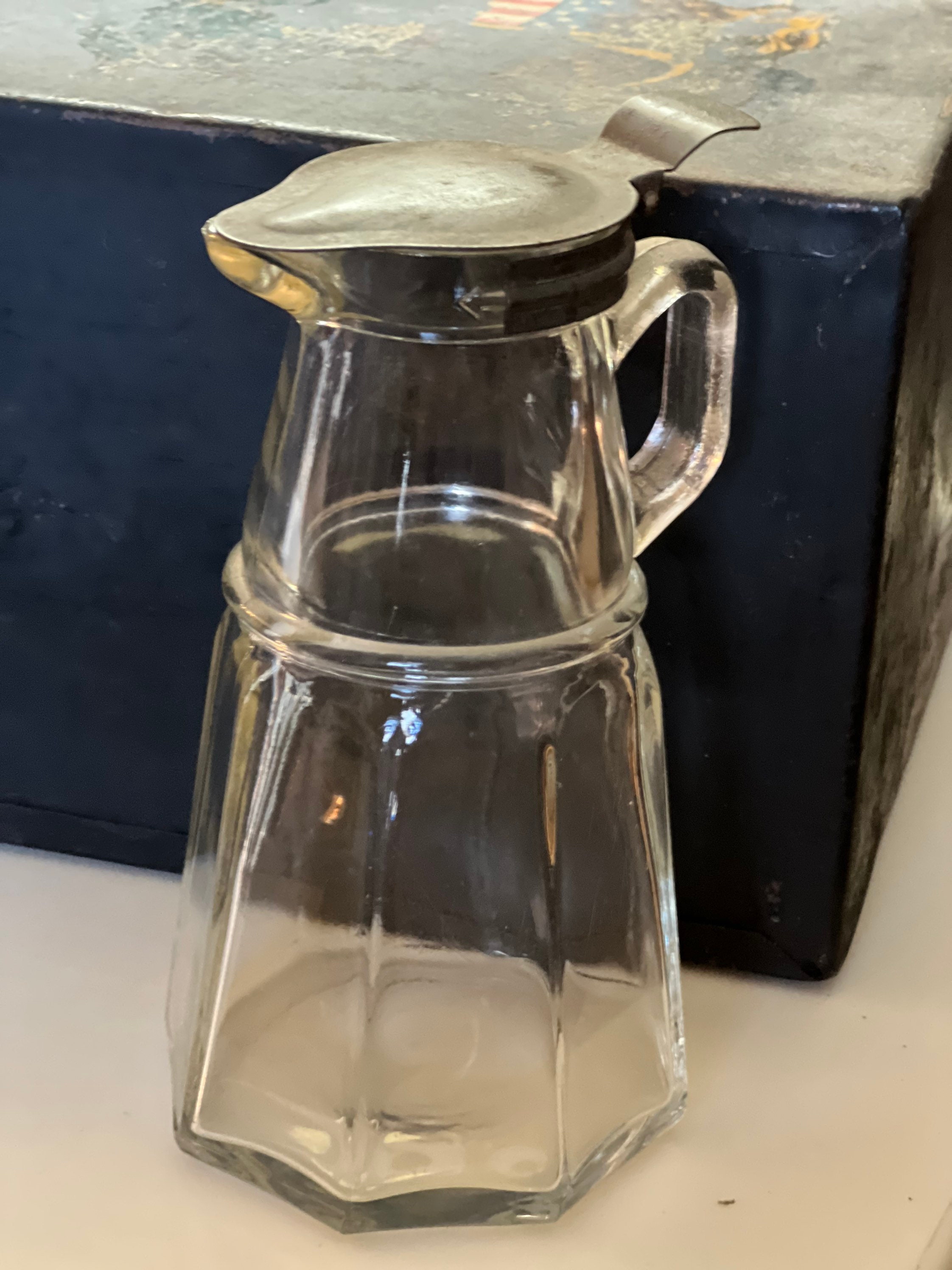 Vintage Glass Syrup Dispenser With Tin Lid Retro Molasses Etsy