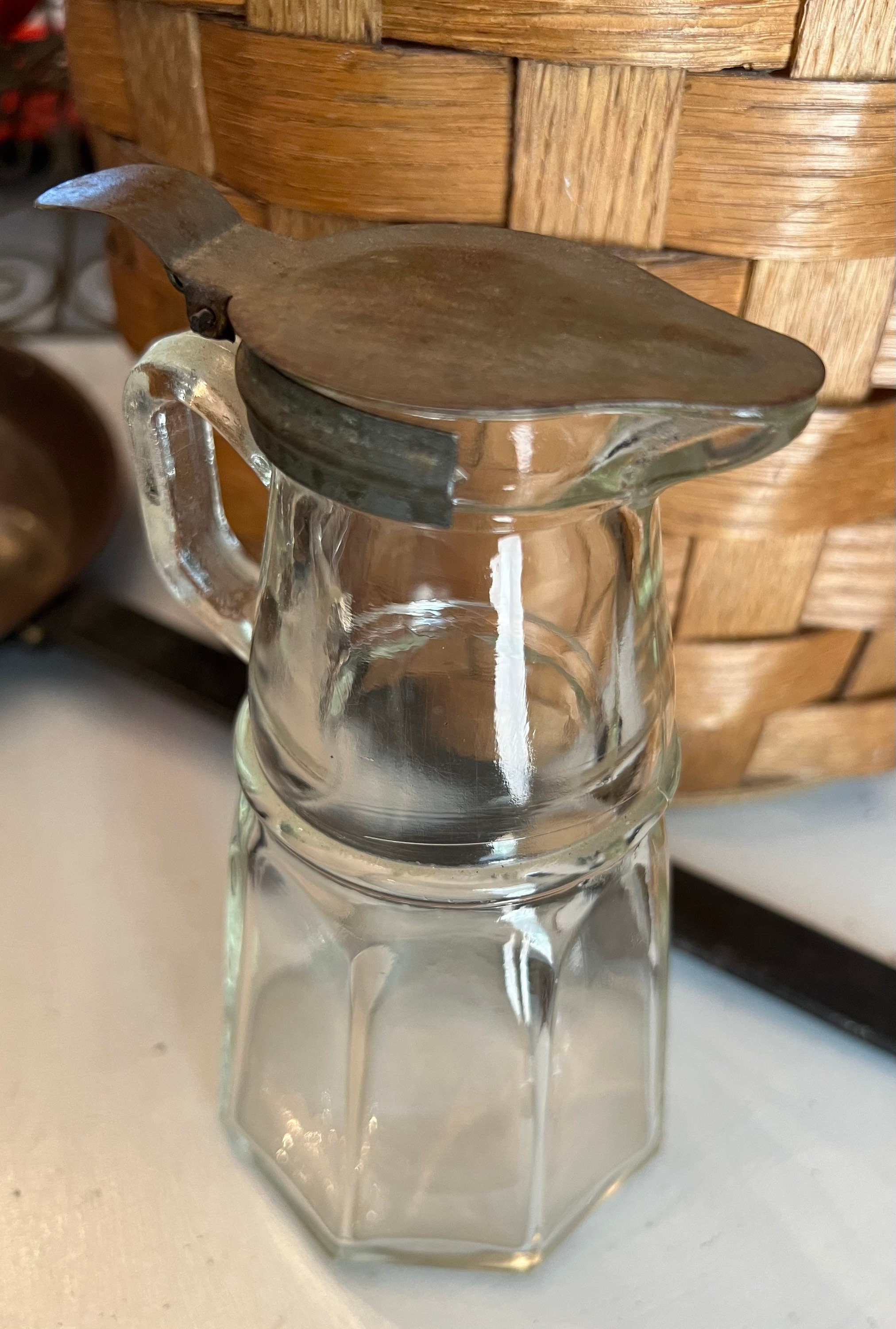 Vintage Glass Syrup Dispenser With Tin Lid Retro Molasses Etsy