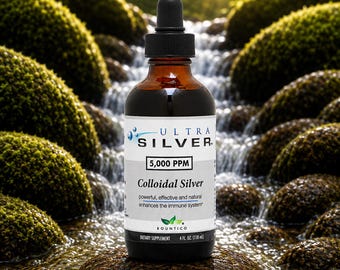 5,000 PPM Ultra Silver Colloidal Silver 4oz with Dropper for Immune Support