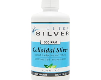 Ultrazilveren echte nano-fles, 500 ppm colloïdaal zilver, bulkfles van 32 oz