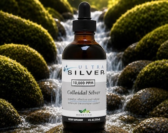 10.000 ppm ultrazilver colloïdaal zilver 4oz met druppelaar voor ondersteuning van het immuunsysteem
