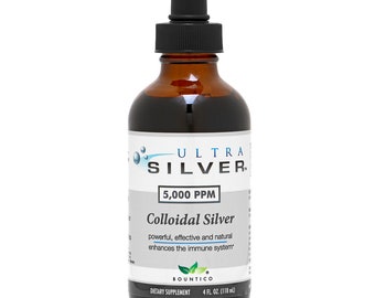 5.000 PPM Ultra Silver Kolloidsilber 4 Unzen mit Tropfenper zur Unterstützung des Immunsystems
