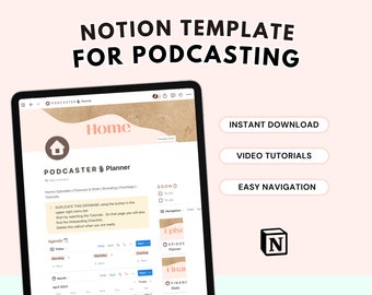 Podcast Notion Planner, Podcast Template, Notion Content Planner, Content Creator Notion Template Podcast Episode Outline