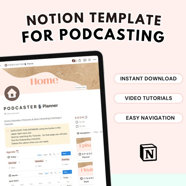 Podcast Notion Planner, Podcast Template, Notion Content Planner, Content Creator Notion Template Podcast Episode Outline