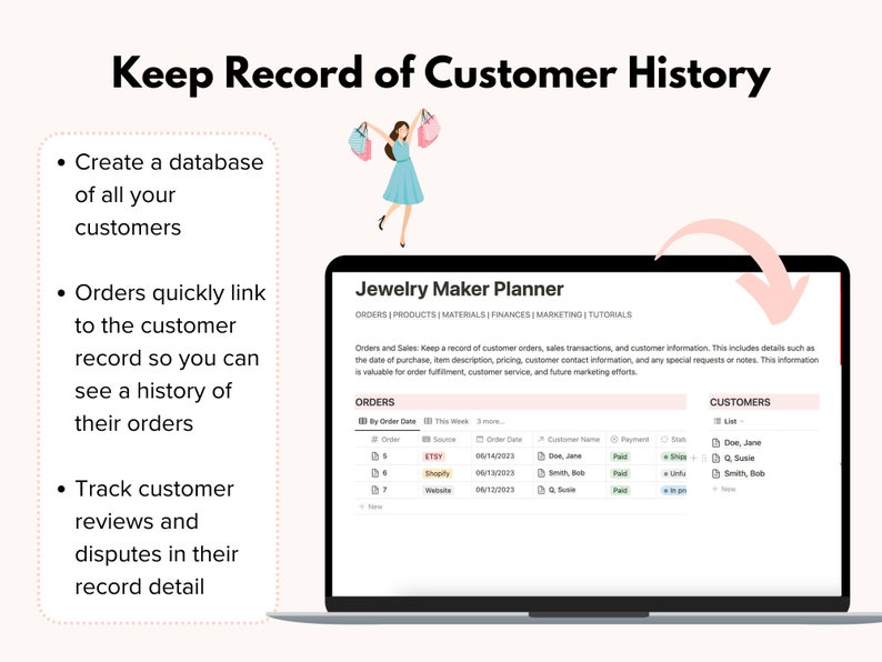 Jewelry Shop Owner Notion Template, Beading Business, Online Boutiques, with Inventory Management and Finance Tracker image 5