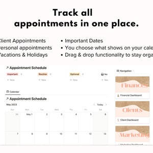 Beauty Professionals Notion Template, Digital Planner to Track Client Appointments, Finances, Marketing image 4