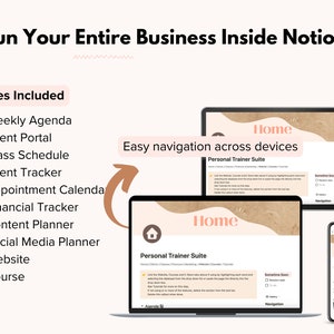 Personal Trainer Notion Template Bundle, Notion Dashboard for Fitness Trainer Business, Client Portal, Weekly Class, Business Notion Planner image 3