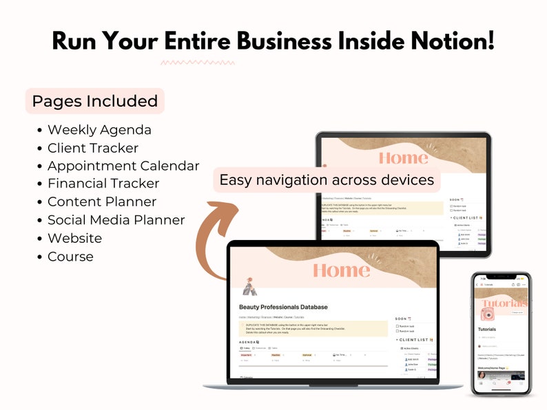 Beauty Professionals Notion Template, Digital Planner to Track Client Appointments, Finances, Marketing image 3