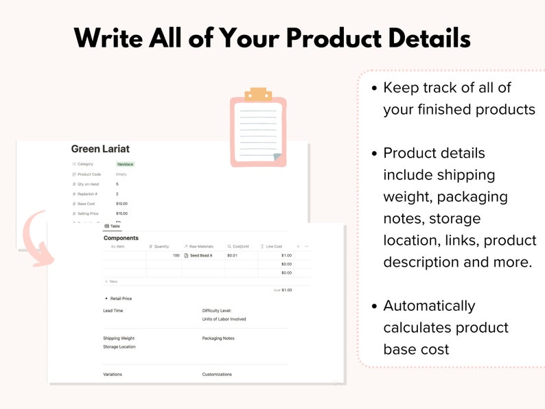 Jewelry Shop Owner Notion Template, Beading Business, Online Boutiques, with Inventory Management and Finance Tracker image 3