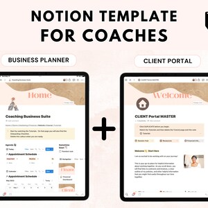 Coaching Notion Template Bundle, Business Dashboard, Coaching Notion Client Portal with Coaching Session, Client Business Notion for Coaches image 1