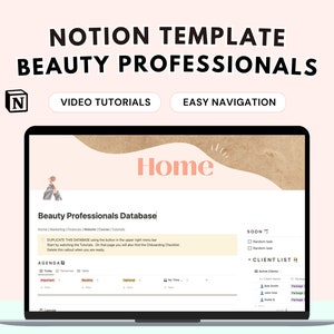 Beauty Professionals Notion Template, Digital Planner to Track Client Appointments, Finances, Marketing image 1