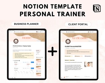 Pacchetto di modelli di nozioni per personal trainer, dashboard di nozioni per attività di fitness trainer, portale clienti, lezione settimanale, pianificazione di nozioni aziendali