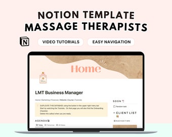 Licensed Massage Therapists Notion Template, Beauty Professional Client Appointments, LMT Business Notion Planner